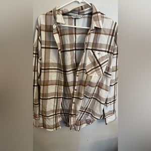 Airplane Design Brown Flannel Plaid Print size Large